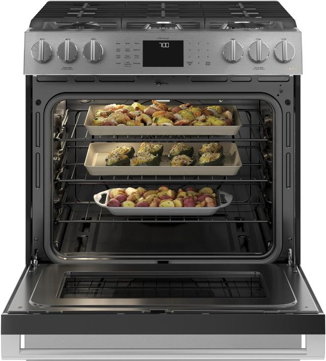 Café™ 30" Platinum Glass Slide In Gas Range-2