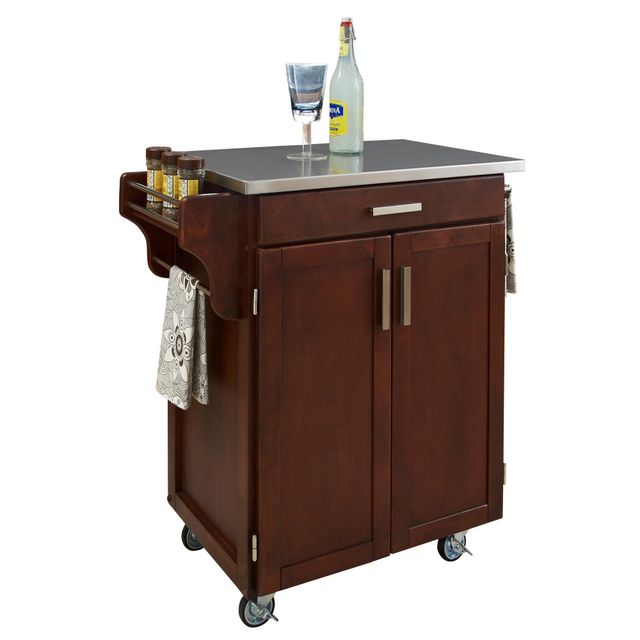 homestyles® Cuisine Cart Cherry/Stainless Steel Kitchen Cart-1