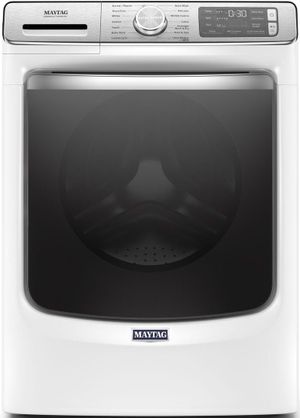 front view of the Maytag® 5.0 Cu. Ft. White Front Load Washer