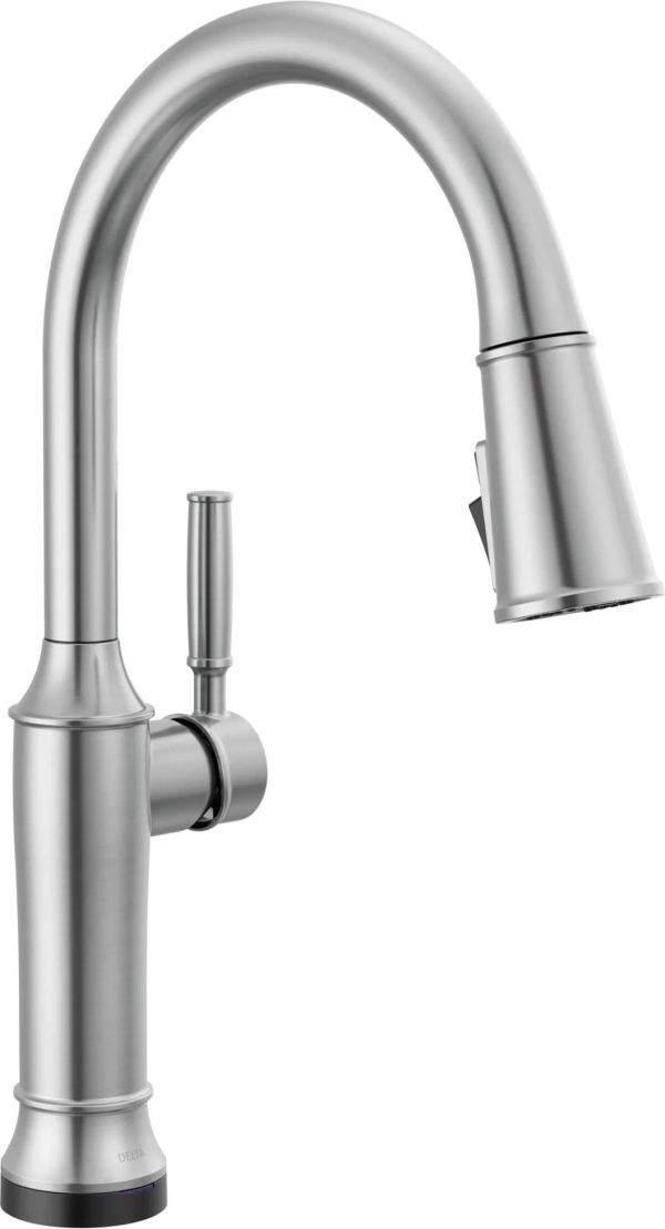 Delta Renaldi® Lumicoat® Arctic Stainless Touch2O® Technology Spring Kitchen Faucet with Touchless Technology-0