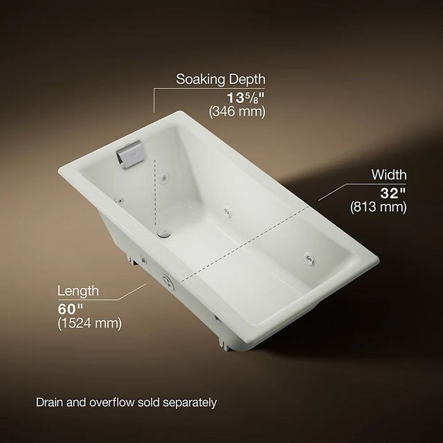 KOHLER® Tea-for-Two® Dune 25" 60" x 32" Whirlpool Bath-2