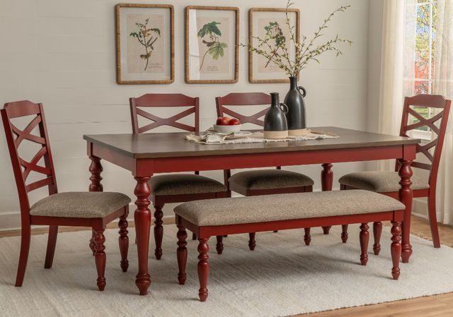 Powell® Trimble 6-Piece Beige/Brown/Red Dining Set-1