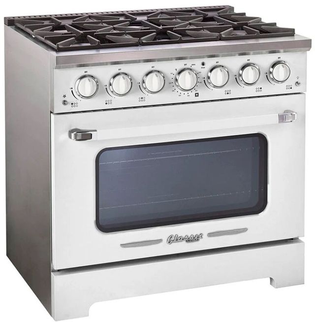 Unique® Appliances Classic Retro 36" Marshmallow White Pro Style Gas Range-2