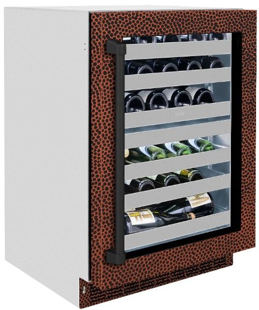 ZLINE Touchstone 24 " 4.8 Cu. Ft. Copper Dual Zone 44 Bottle Wine Cooler with Hand Hammered Glass Door-3