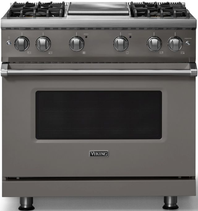 Viking® 5 Series 36" Damascus Gray Pro Style Gas (NG) Range with Polished Chrome Trim-0