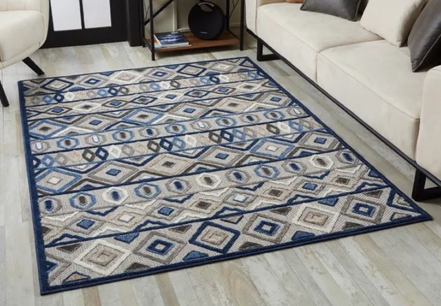 KAS Rugs Calla Blue/Gray Aztec 5'x7' Area Rug-4
