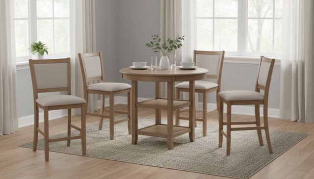 Homelegance® Anya 5-Piece Beige/Driftwood Counter Height Dining Set-1
