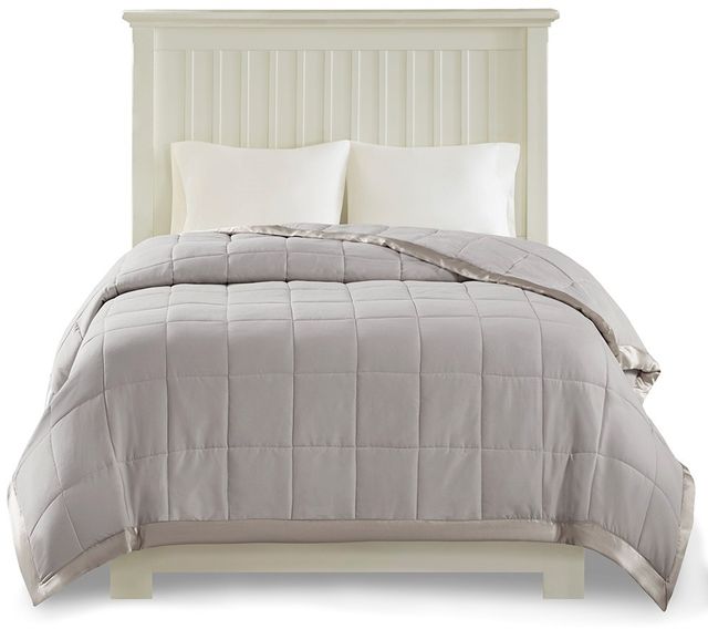 Olliix by Madison Park Grey All Season Hypoallergenic Microfiber Down Alternative Full/Queen Windom Blanket-3