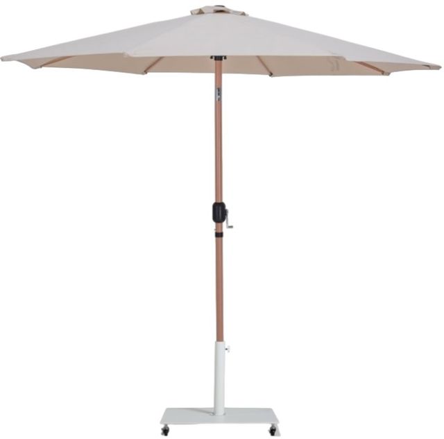 Meridian Furniture Fiji Beige/Teak/White Aluminum Outdoor Patio Umbrella and Base-0