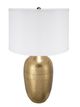 A & B Home Gold/White Round Aluminum Sheet Fabric Shade Table Lamp-0