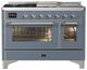 Ilve® Majestic III 48" Blue Gray Pro Style Dual Fuel Natural Gas Range with 5 Black Brass Burners and Chrome Trim-0