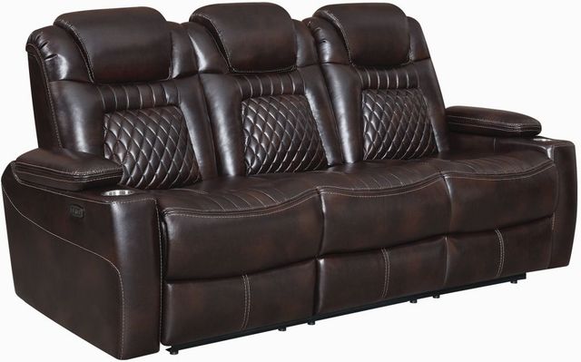 Coaster® Korbach Espresso Power Headrest Reclining Sofa-1
