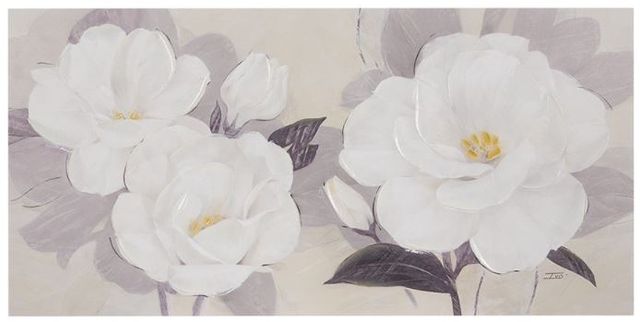 Olliix by Madison Park Midday Bloom White Florals Paint Embellished Canvas-0