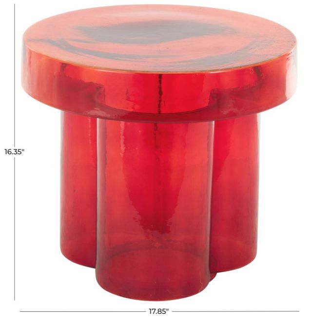 Deco Marche Red Accent Table with Cylinder Base-3