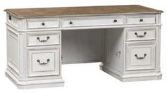 Liberty Furniture Magnolia Manor Two-Piece Antique White Jr Executive Desk