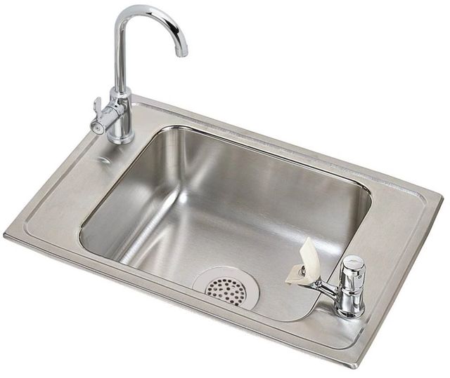 Elkay Celebrity® Stainless Steel 25" x 17" x7" 2-Hole Single Bowl Drop-in Classroom Sink and Vandal-resistant Faucet/Bubbler Kit-0