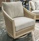 Signature Design by Ashley® Alden Peak Beige/Light Gray Fabric/Wicker/Wood Outdoor Swivel Lounge Chair with Cushion-1