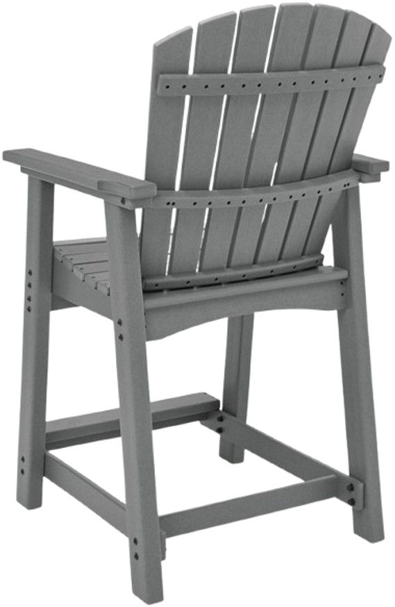 Signature Design by Ashley® Sanctuary Beach Dark Gray Plastic Outdoor Bar Stool-2