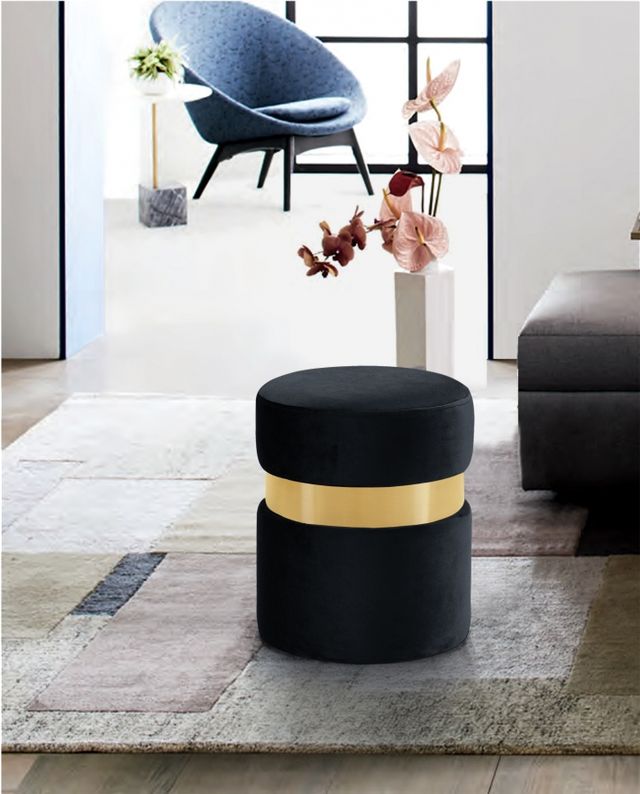 Meridian Furniture Hailey Black Velvet Stool-1