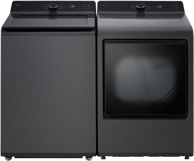 LG Platinum Black Impeller Top Load Washer and Front Load Electric Dryer Laundry Pair-0