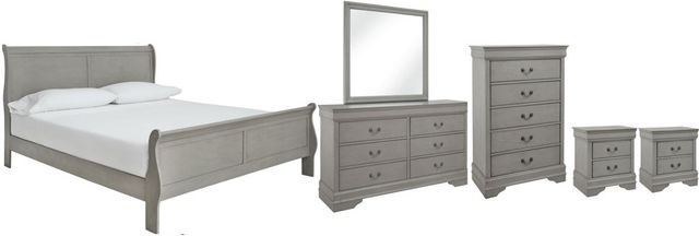 Signature Design by Ashley® Kordasky 6-Piece Dove Gray California King Sleigh Bed Set-0