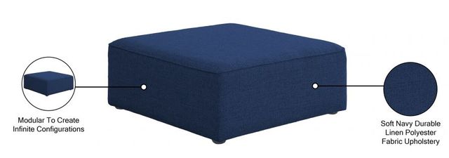 Meridian Furniture Cube Navy Modular Ottoman-3