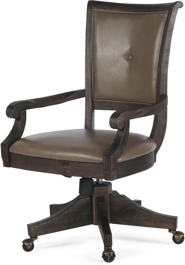 Magnussen Home® Sutton Place Weathered Charcoal Upholstered Swivel Chair-1