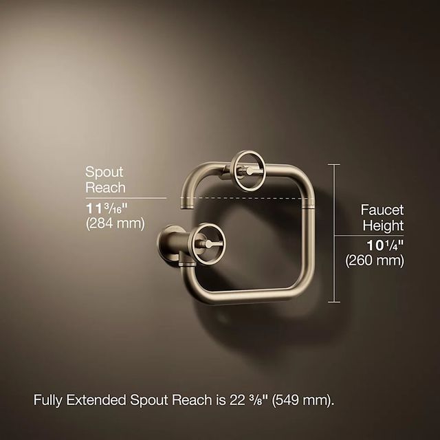 KOHLER® Billet® Vibrant Brushed Bronze Wall-Mount Pot Filler with Round Handle-2