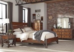 Mazin Furniture Holverson Rustic Brown/Gunmetal Eastern King Bed-2