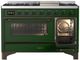 Ilve® Majestic III 48" Emerald Green Pro Style Dual Fuel Natural Gas Range with Triple Glass Door and Burnished Trim-3