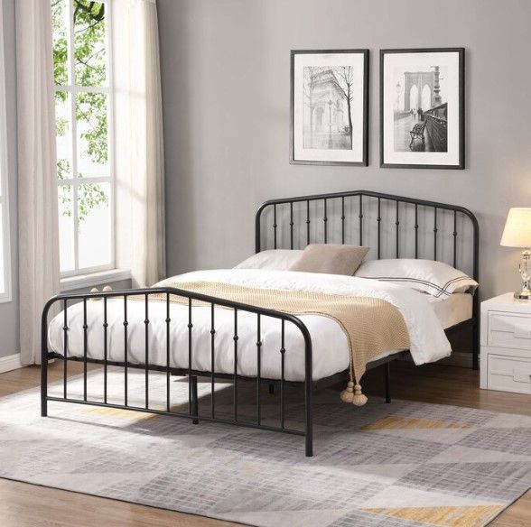 Milton Greens Stars Black Queen Arc Metal Platform Bed-1