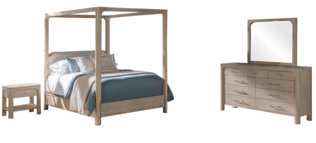 Coaster® Solano 4-Piece Beige/Weathered Mango Eastern King Upholstered Canopy Bedroom Set-0