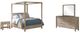 Coaster® Solano 4-Piece Beige/Weathered Mango Eastern King Upholstered Canopy Bedroom Set-0