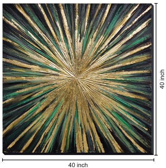 Classy Living Emerald and Gold Radiance Explosion Wall Art-2