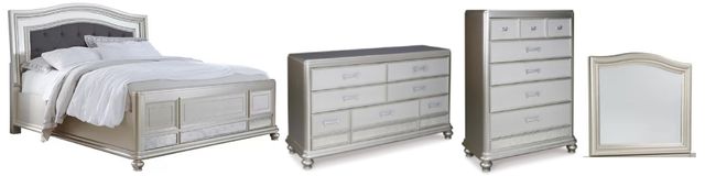 Signature Design by Ashley® Coralayne 4-Piece Gray King Panel Bed Set-0