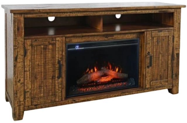 Jofran Inc. Cannon Valley Brown 60'' Fireplace with Logset-0