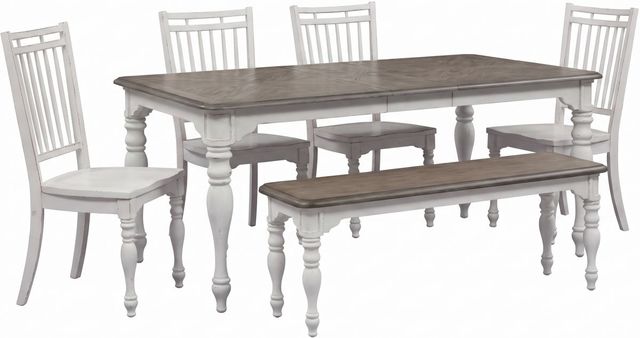 Liberty Furniture Magnolia Manor 6-Piece Antique White/Weathered Bark Optional Dining Table Set-0