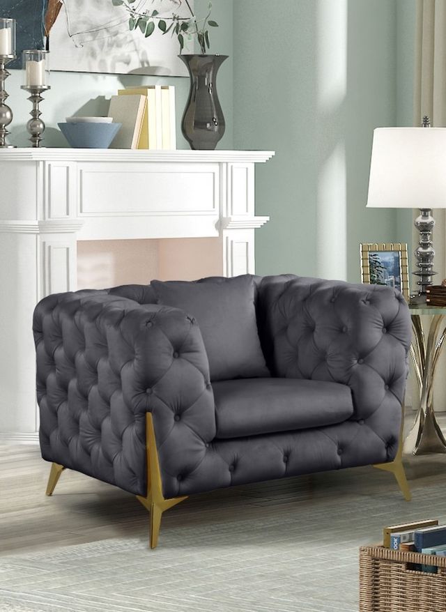 Meridian Furniture Kingdom Grey Velvet Chair-1