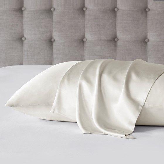 Olliix by Madison Park Silk 100% Ivory Standard Mulberry Single Pillow Case-3