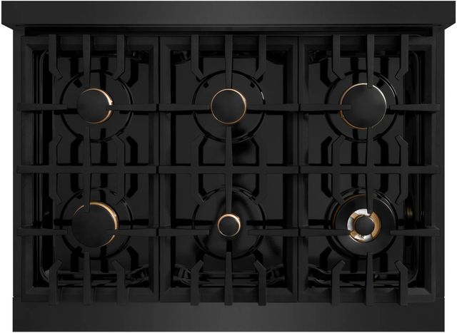 ZLINE Classic Autograph Edition 36" Black Stainless Steel Pro Style Dual Fuel Range with Champagne Bronze Accents-3