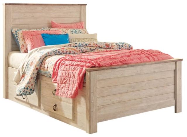 Signature Design by Ashley® Willowton 5-Piece Whitewash Full Youth Panel Storage Bed Set-2