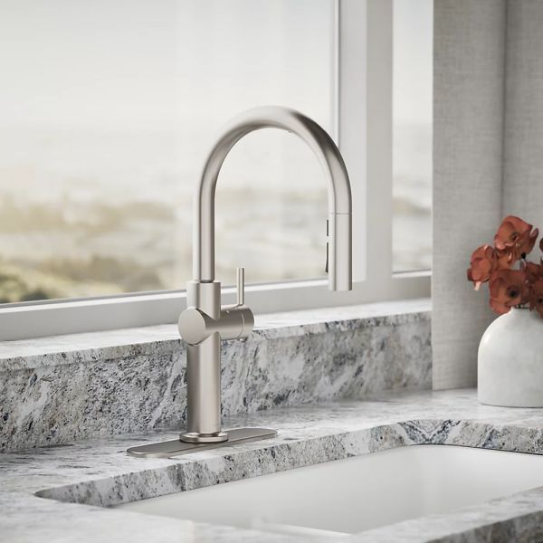 KOHLER® Crue® Vibrant Stainless Touchless Kitchen Sink Faucet with 3-Function Sprayhead-1