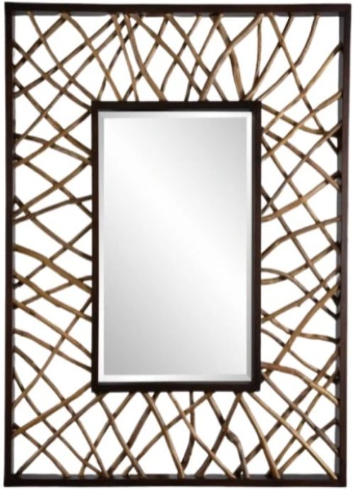 Uttermost® Teak Maze Walnut Rectangle Mirror-0
