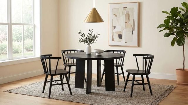 Coaster® Strouse 5-Piece Black Round Dining Table Set-1