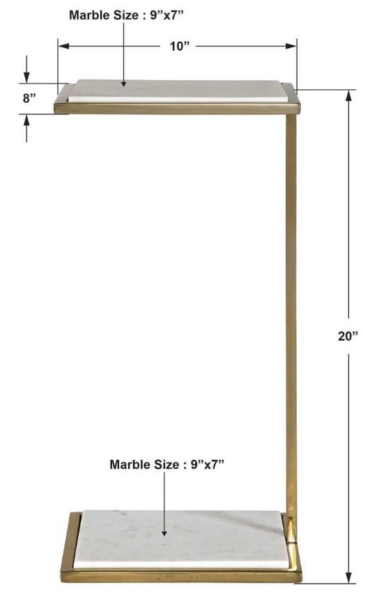 Uttermost® Elevate White Drink Table with Brushed Brass Frame-2