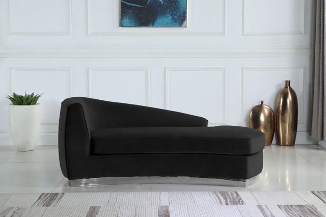 Meridian Furniture Julian Black/Chrome Velvet Chaise-3