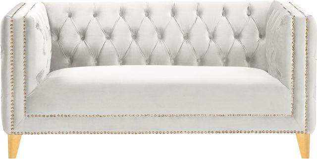 Meridian Furniture Michelle Cream Velvet Loveseat-1