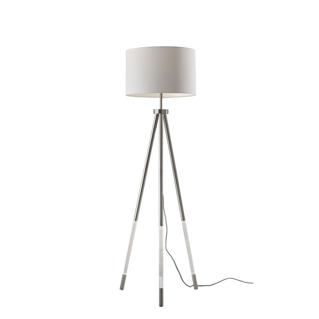 Adesso® Della Brushed Steel Nightlight Floor Lamp-0