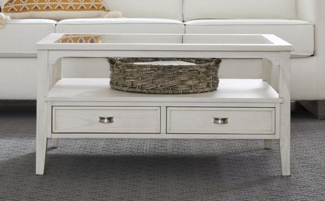 Null Furniture Outer Banks Glass Top Rectangular Cocktail Table with Sand Dune Base -2
