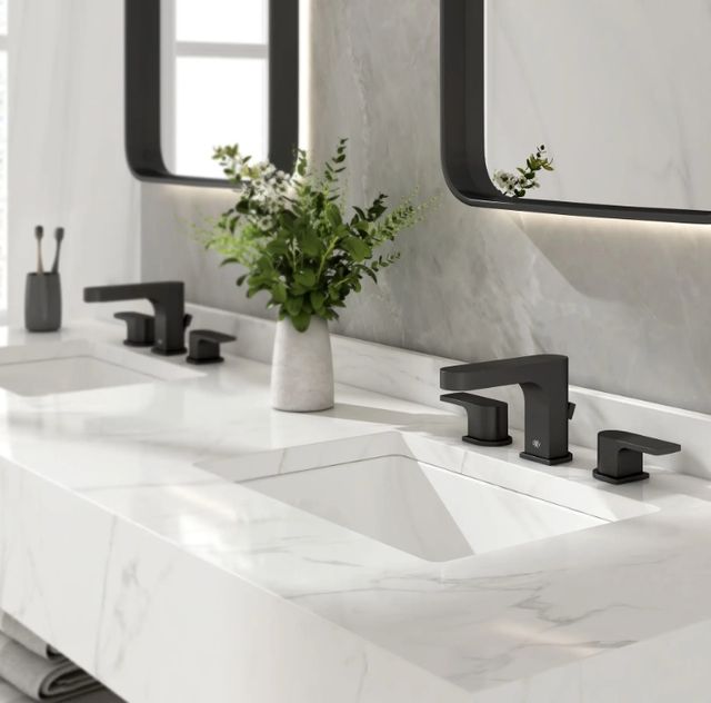 DXV Equility® Matte Black 2-Handle Widespread Bathroom Faucet with Lever Handles-1